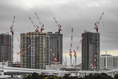 东京东京海滨新交通不情愿 东京市城市建筑群建筑车辆景观旅游铁路组织景点摩天大楼图片