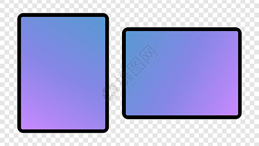 使用透明背景的现代黑色平板电脑 矢量图解图片
