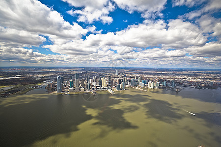 泽西城和哈德逊河空中全景风景图片