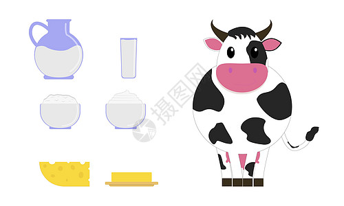 乳制品和奶牛 富含蛋白质和钙的食物图片