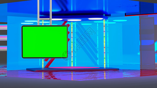 虚拟电视新闻广播演播室背景房间电视屏幕渠道广播视频生产绿色场景娱乐图片