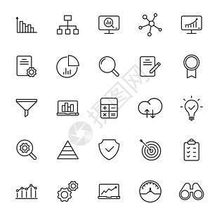 数据分析轮廓矢量图标隔离在白色 为 web 和 ui 设计 移动应用程序和印刷产品设置的数据分析图标图片