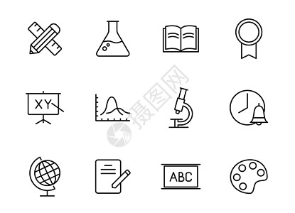 教育线矢量图标上白色孤立 用于网页设计 移动应用程序 用户界面和打印的教育图标集图片