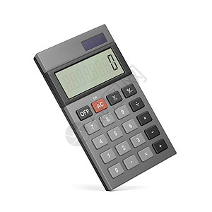 白色背景上的计算器电子计算会计数学金融技术算术灰色图片