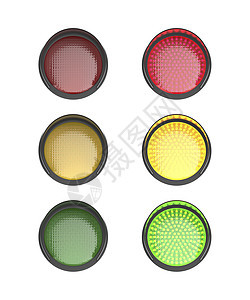 一套交通灯信号绿色街道运输安全琥珀色黄色红色红绿灯图片