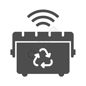 智能垃圾桶矢量图标隔离在白色背景上 带有用于网络 移动应用程序和 ui 设计的电波图标的智能垃圾桶 物联网股票矢量图 物联网技术图片