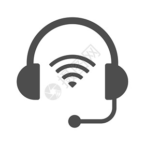 无线耳机矢量图标隔离在白色背景上 带有用于网络 移动应用程序和 ui 设计的电波图标的无线耳机 Iot 股票矢量图 物联网技术概图片