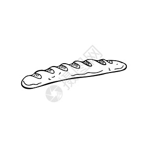 白色背景的法国面包袋薄黑线-矢量(Victor)图片