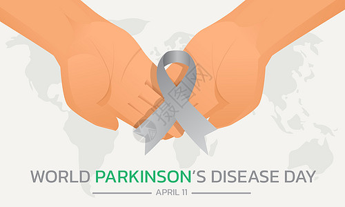 世界帕金森病日焦虑丝带明信片医院标签病人疾病帮助诊断传单图片