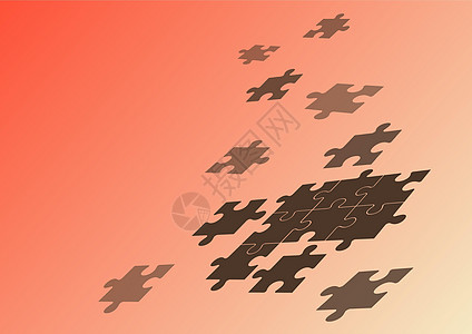 悬浮在空白空间之上的Jigsaw拼图片合在一起 象征着实现展示成功实现项目目标的新想法 掌声教育命令休闲拼图游戏合作科学橙色解决图片