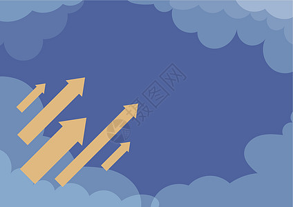 箭头快速地朝被云彩包围的天空移动代表实现目标成功 瞄准天际线成功完成创意项目计划季节图形飞行计算机创造力科学蓝色海报太阳技术图片