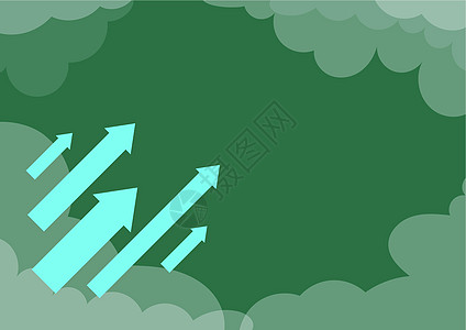 箭头快速地朝被云彩包围的天空移动代表实现目标成功 瞄准天际线成功完成创意项目计划科学技术季节天气飞行商业卡通片环境蓝色创造力图片