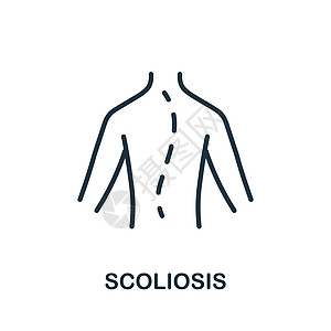 缩略图图标 单色简单 Scoliosis 图标 用于模板 网络设计和信息图表图片