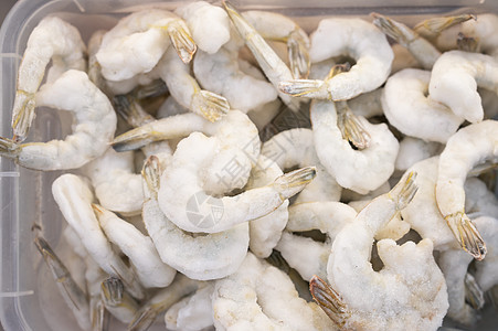 鱼市冰箱里的冷冻虾营养贝类店铺食物零售团体健康市场菜单饮食图片