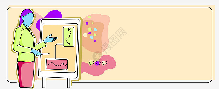 穿着西装的女士站在前面的背景下举行演示文稿 展示实现项目目标的创造性思维 在展示新项目战略的 bord 前展示的女性绘画财富电脑图片