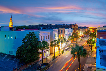 美国南卡罗来纳州Charleston市中心城区历史教会市中心历史性景观吸引力游客城市街道建筑学建筑图片