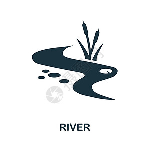 River 图标 用于模板 网络设计和信息图的单色简单河流图标图片