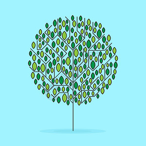 蓝背景的圆木树种植 为网络和 ui 设计提供影子颜色矢量说明图片