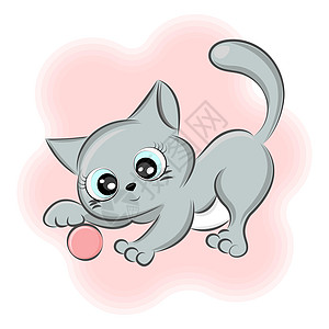 可爱的小猫玩球 以不同姿势 标签 纺织品印刷品 T恤衫或包装品打球图片