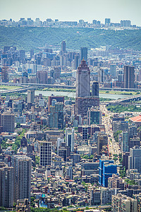 台北城市和蓝天从台北101摩天大楼天空景观天文观光首都旅游街景晴天景点图片