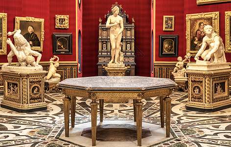 佛罗伦萨的Uffizi宫  意大利的房间的古老雕像地标画廊身体建筑文化旅游吸引力雕塑旅行观光图片