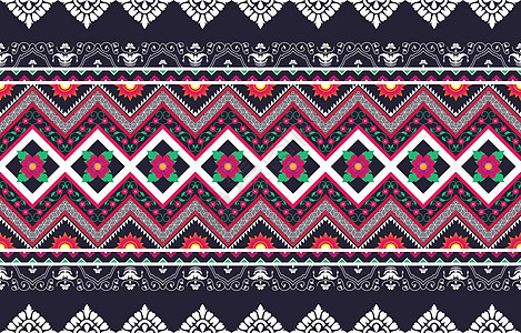 Ikat部落花卉无缝模式 民族阿兹特克人织物地毯曼达拉装饰品土生植物切片纺织 几何东方流纹刺绣风格图片