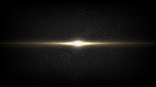 黑色背景上带有金色发光霓虹灯线和灰尘的抽象照明效果发光轨迹图片