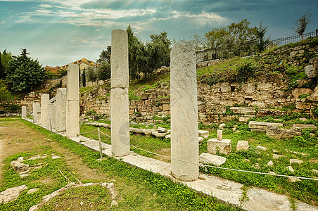 希腊雅典罗马罗曼阿戈拉文化地标大理石旅行论坛观光考古学神话雕像旅游图片