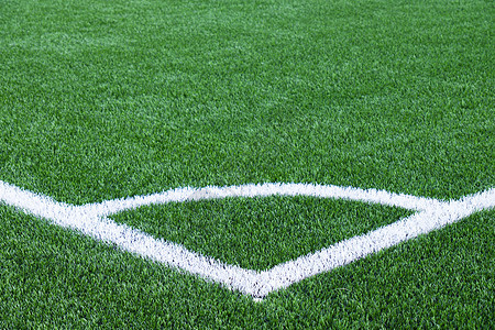 绿色足球场的白线角游戏草地足球课程运动体育场白色场地竞赛地面图片