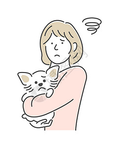 举个例子 一个女人抱着狗 迷糊 困惑图片