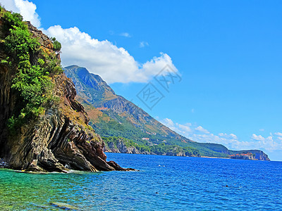 在黑山的海岸 岩石海岸与亚得里亚海的海滩 在一个阳光明媚的日子 美丽的景色照片壁纸 海边 野生自然海海洋支撑海景地标海岸线旅游蓝图片