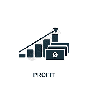 利润图标 单色简单会计图标 用于模板 网络设计和信息图的核算商业金融钱包基金平衡酒吧支付社区小猪图表图片