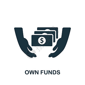 自有基金图标 用于模板 网络设计和信息图的单色简单银行业务图标债权人服务计划退休公司插图员工免税商业利润图片