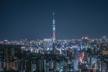 从Bunkyo公民中心看到天空树中心景点天文空塔建筑日落旅游建筑群橙子地标图片
