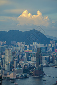 香港高楼大楼 从维多利亚山峰找到的商业日落金融美景办公楼旅行天文景观高层建筑群街景图片