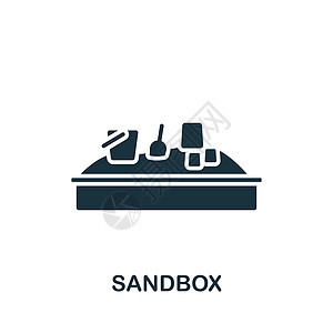 沙箱图标 用于模板 网络设计和信息图的单色简单婴儿图标图片