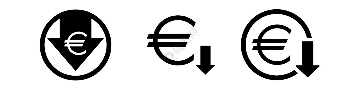 欧元下调符号图标集图片