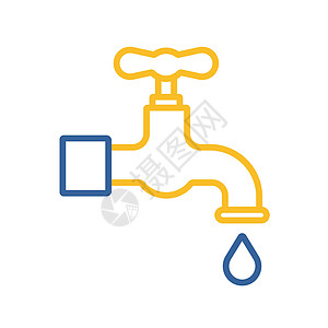 带拖放孤立矢量图标的浮点浴室管道插图液体细流浴缸厨房阀门流动图片
