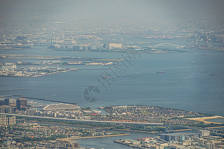 从罗科山看到大阪湾风景建筑房子海洋街景图片