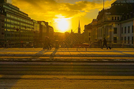 斯德哥尔摩市景和晨光统计黄色资料建筑橙子背景图片