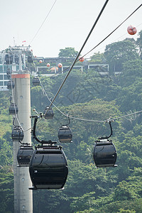新加坡Sentosa电缆汽车海洋晴天景点车辆索道蓝天旅游区域运输电力图片