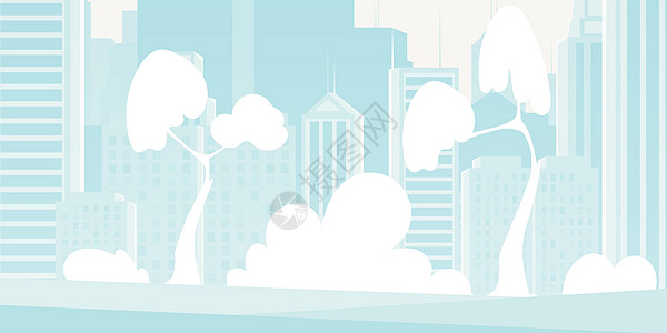 蓝色的城市 海报或横幅 有您设计的地方 卡通风格的矢量插图图片