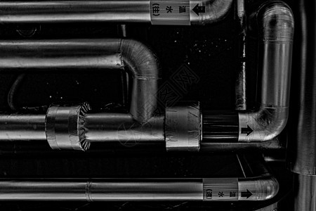 工厂插管和阀门金属配管黑与白接线植物金属感化工厂背景图片