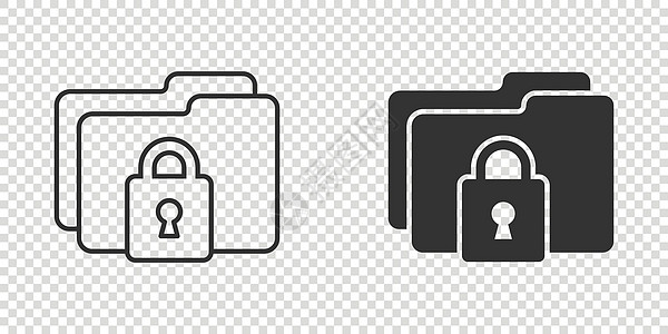 平面样式的文件夹权限图标 孤立背景上的文档访问矢量图解 秘密档案标志经营理念办公室技术安全数据受保护挂锁隐私网络机密案件图片