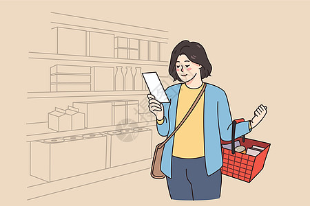 购物者女顾客在超市购买产品设计图片