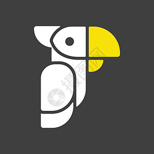 Parrot 矢量图标热带鸟类卡通片黑色金刚鹦鹉动物园插图野生动物标识动物群字形情调背景图片