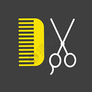 动物美容毛刷和剪刀 ico理发师仪器字形黑色刷子理发店发型头发梳子店铺图片