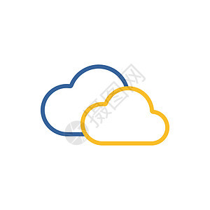 两朵云矢量平面图标 天气信号服务器技术网络互联网界面天空多云计算用户数据背景图片