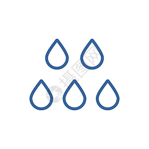 滴水矢量隔离平面图标 天气信号雨滴液体水滴海浪气象预报蓝色插图环境图片