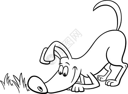 卡通嗅探狗狗动物性格彩色书页图片